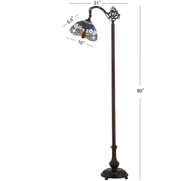 Dragonfly Tiffany Style 60" Arched LED Floor Lamp - JONATHAN Y